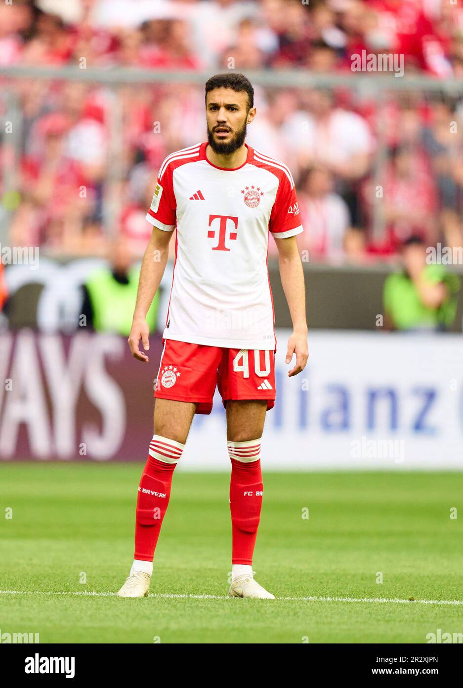 Noussair Mazraoui, FCB 40  in the match FC BAYERN MUENCHEN - RB LEIPZIG 1-3 1.German Football League on May 20, 2023 in Munich, Germany. Season 2022/2023, matchday 33, 1.Bundesliga, FCB, München, 33.Spieltag. © Peter Schatz / Alamy Live News    - DFL REGULATIONS PROHIBIT ANY USE OF PHOTOGRAPHS as IMAGE SEQUENCES and/or QUASI-VIDEO - Stock Photo