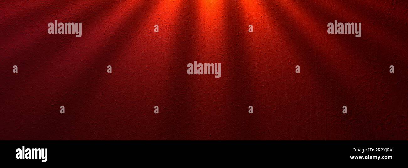 Fringes of light on a red metal surface. Red industrial background for banner Stock Photo