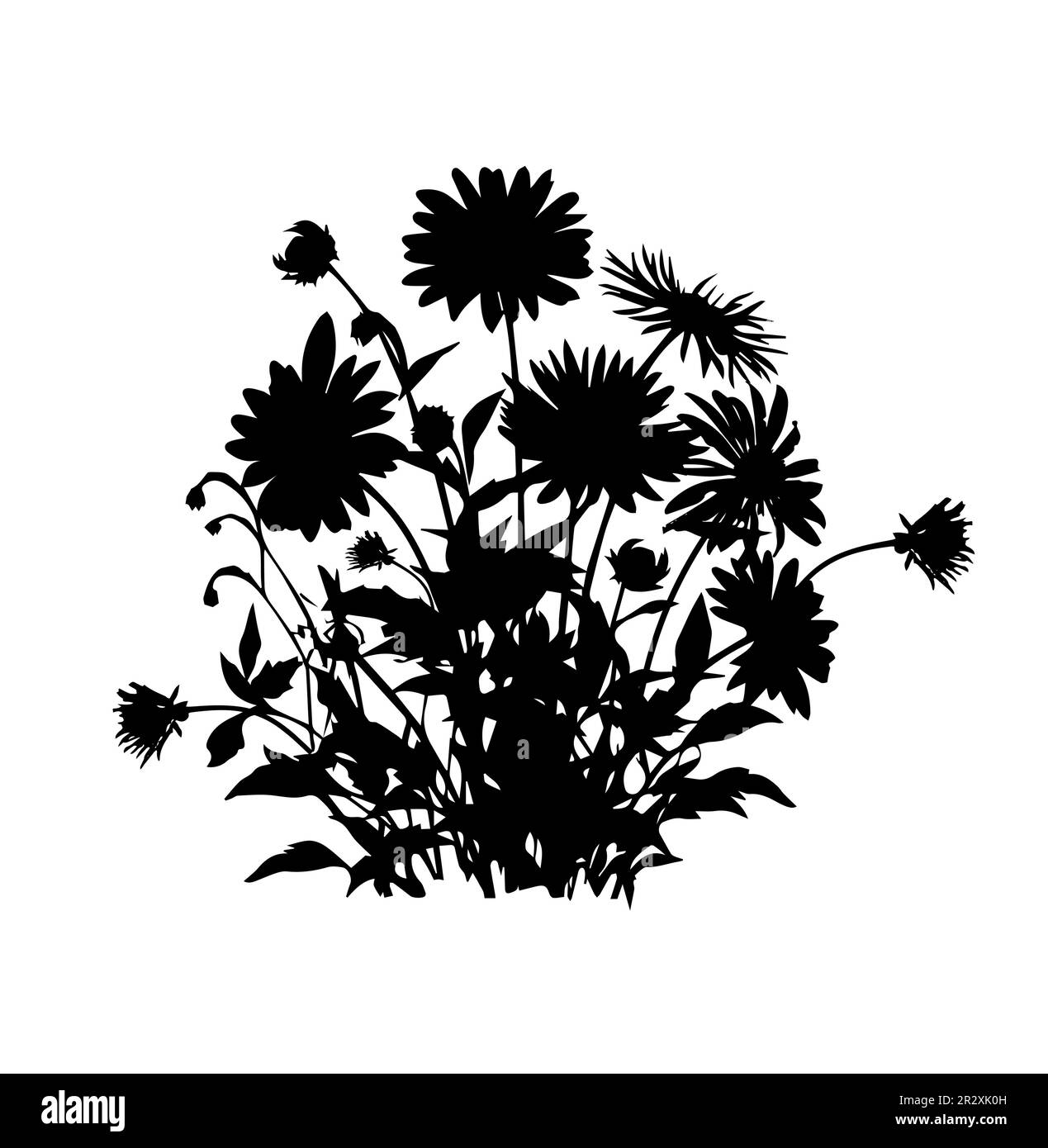 The object of the silhouette of flowers grows in a bunch. Vector ...