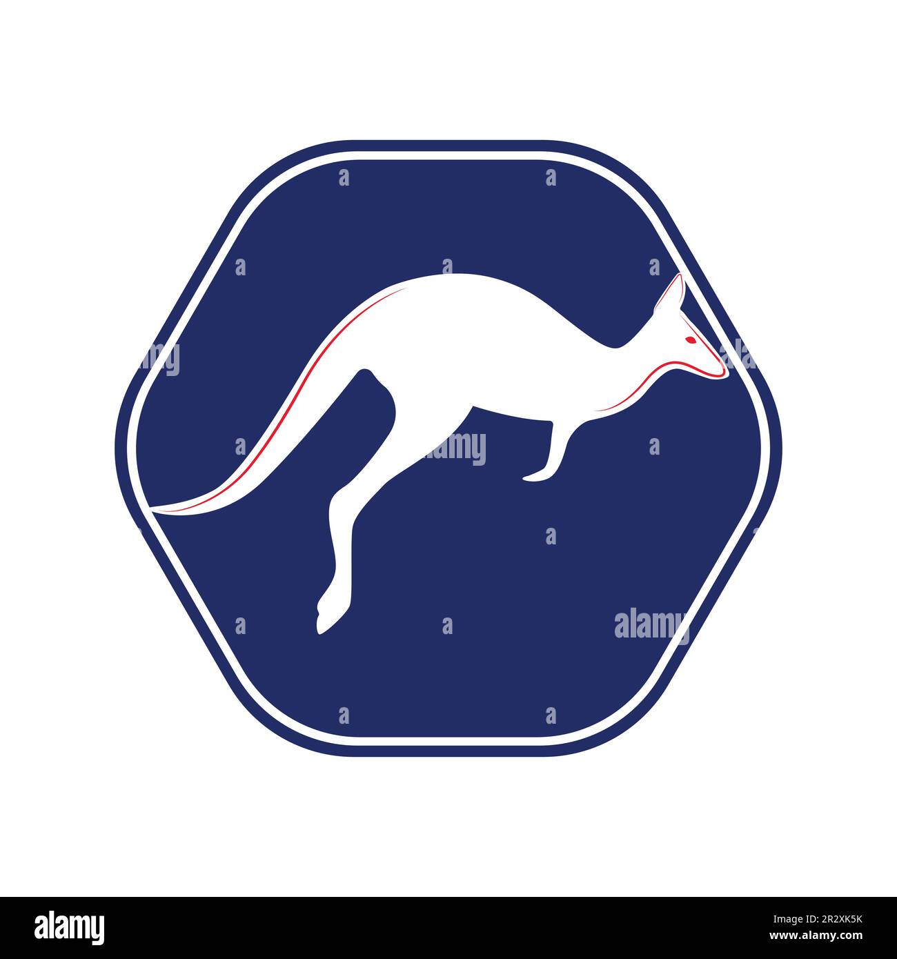 Kangaroo jumping logo template vector illustration inside a shape of hexagon Stock Vector Image