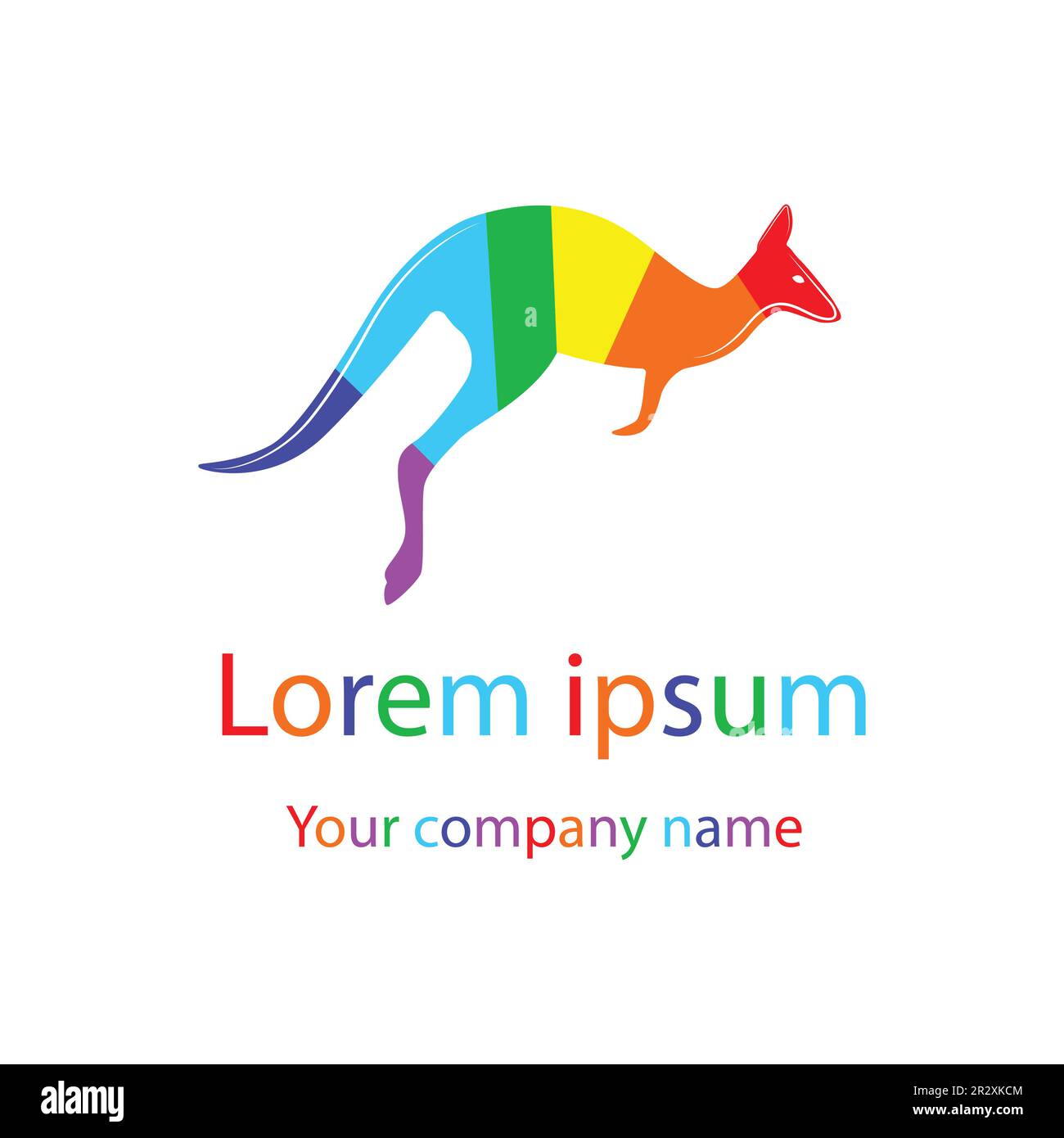 Kangaroo jumping logo template vector illustration with Rambo colors