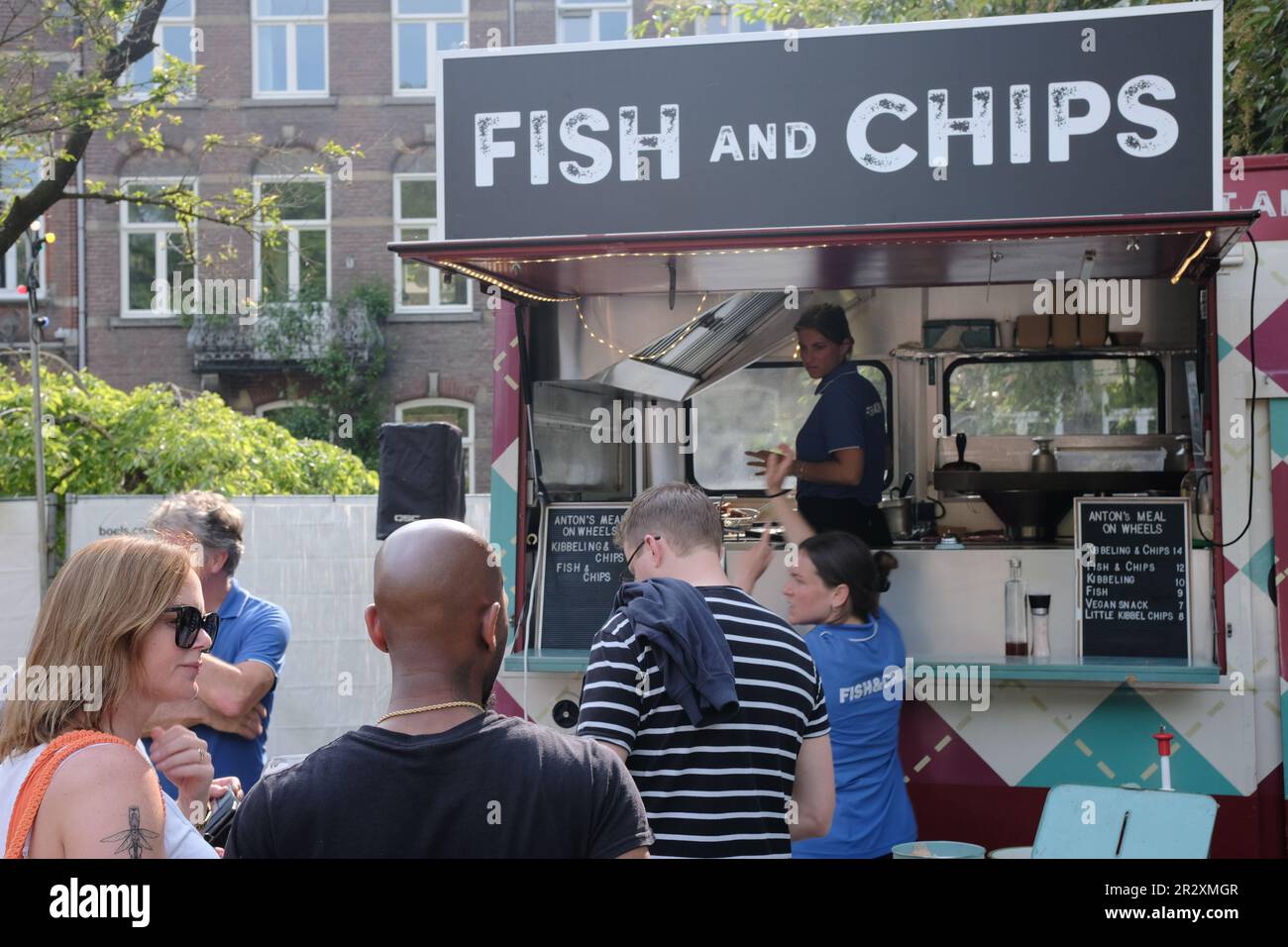 Maastricht, The Netherlands - 05 21 2023: People enjoying themselves at the Trek Foodtruck festival in Maastricht. Stock Photo