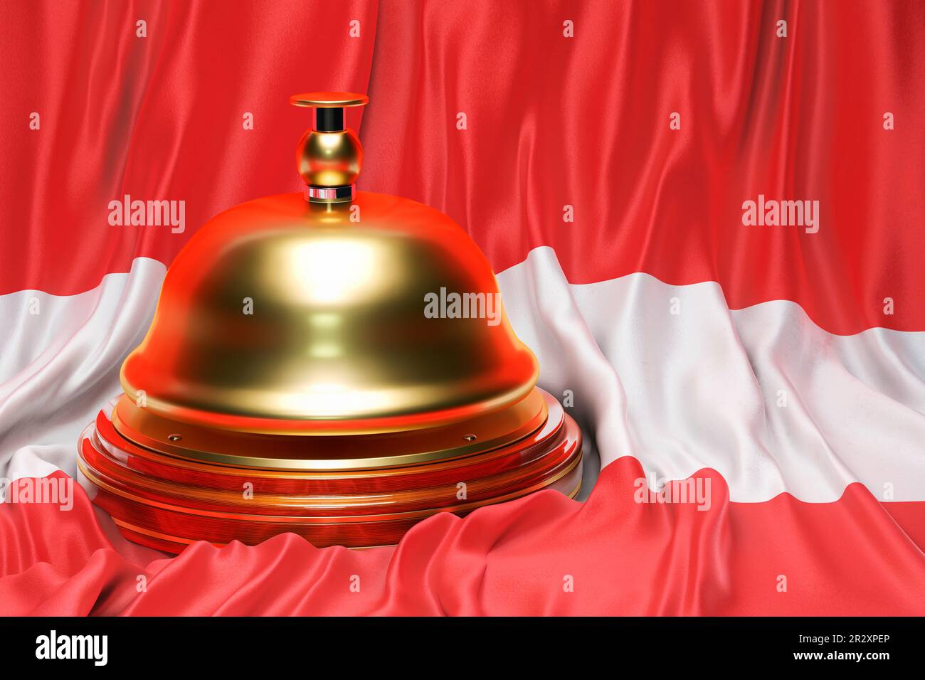 Reception bell on the Austrian flag backdrop, 3D rendering Stock Photo ...