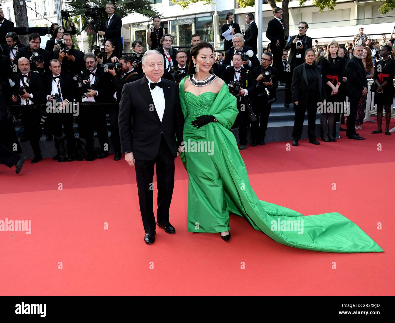 Michelle Yeoh 2023 Cannes Film Festival Jungle Green Taffeta Red Carpet Dress
