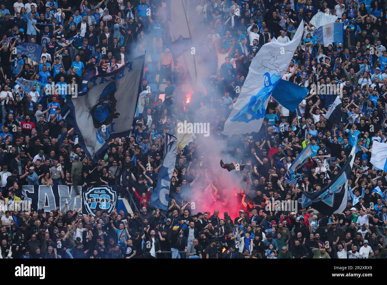 Naples, Italy. 21st May, 2023. Naples, Italy, May 21st 2023 Supporters of SSC Napoli during the Serie A match between SSC Napoli and FC Internazionale Milano at Diego Armando Maradona Stadium in Napoli, Italy. (Foto Mosca/SPP) Credit: SPP Sport Press Photo. /Alamy Live News Stock Photo