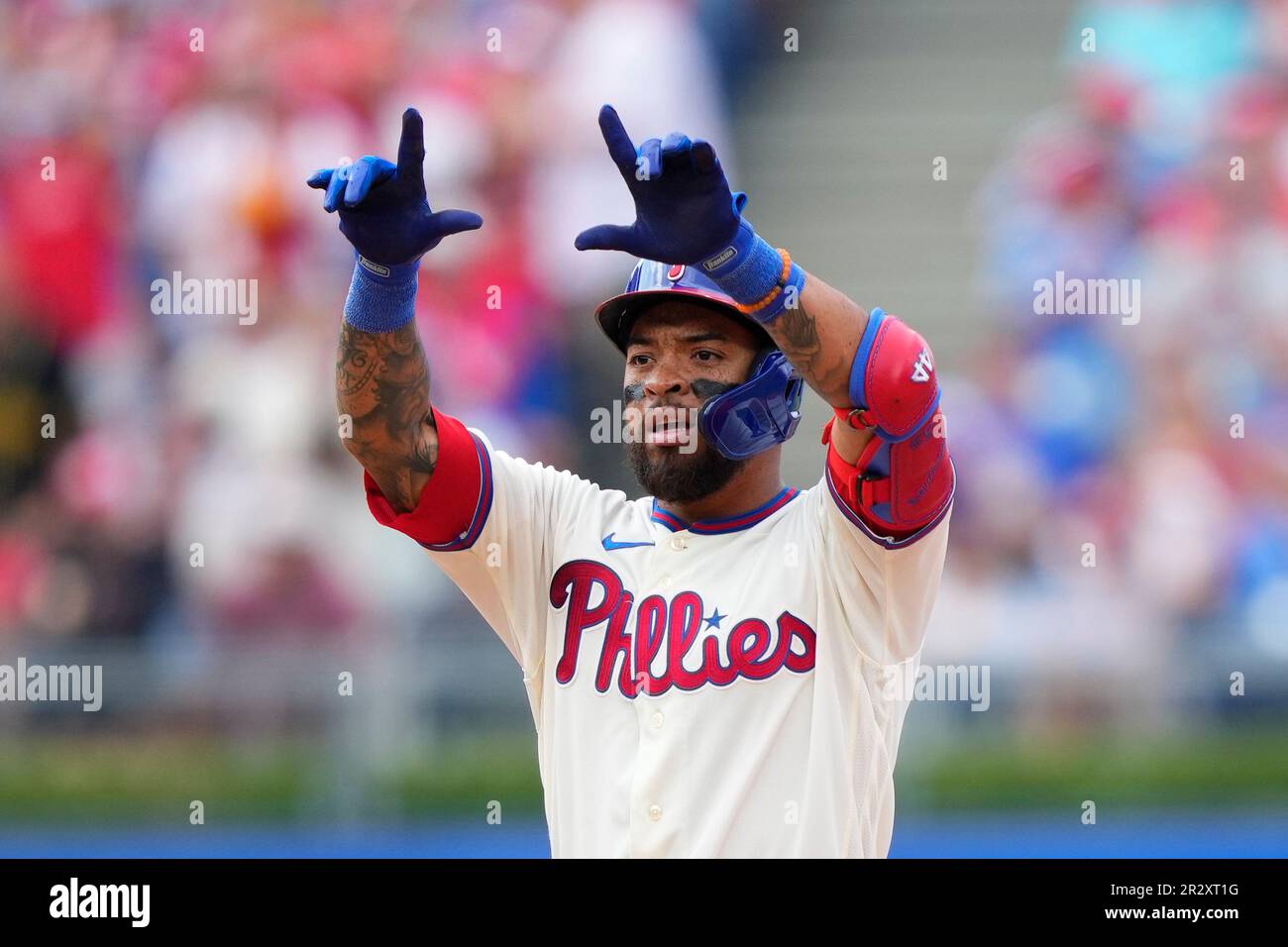 Philadelphia Phillies' Edmundo Sosa plays during a baseball game, Tuesday,  April 25, 2023, in Philadelphia. (AP Photo/Matt Slocum Stock Photo - Alamy