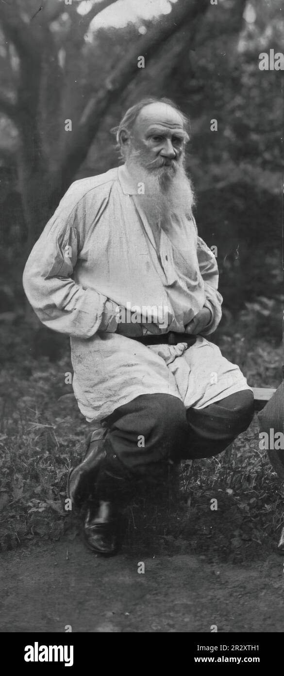 The Russian writer, philosopher, educator, Lev Nikolaevich Tolstoy together with his daughter