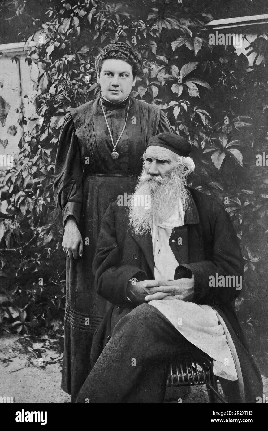 The Russian writer, philosopher, educator, Lev Nikolaevich Tolstoy together with his daughter