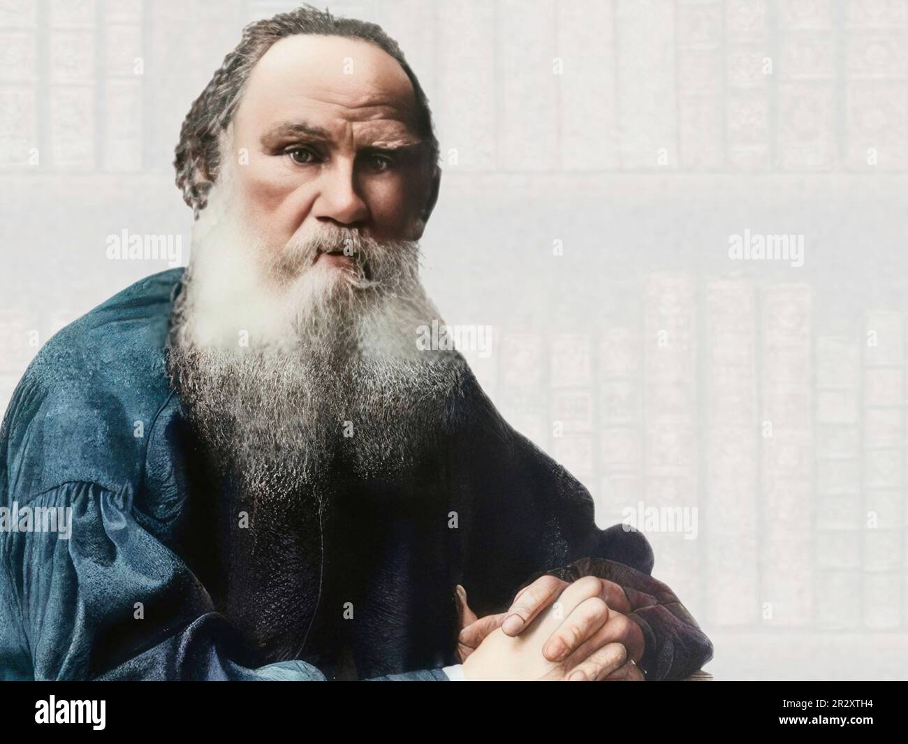 The Russian writer, philosopher, educator, Lev Nikolaevich Tolstoy together with his daughter