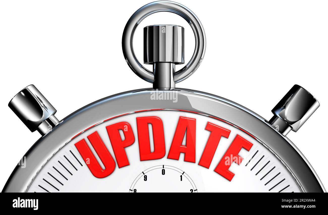 high resolution 3D rendering of a stopwatch with a update icon Stock