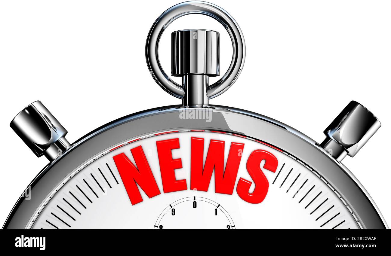 high resolution 3D rendering of a stop watch with a news icon Stock ...