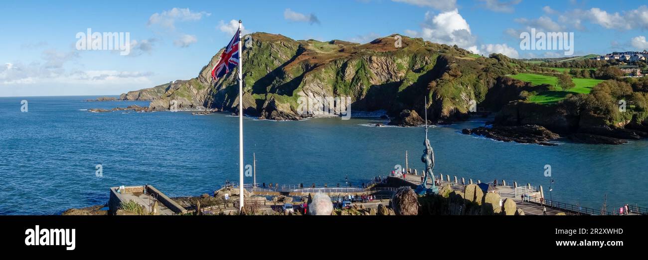 ILFRACOMBE, DEVON/UK - OCTOBER 19 : View of Damien Hirst's Verity at Ilfracombe harbour in Devon on October 19, 2013. Unidentified people Stock Photo