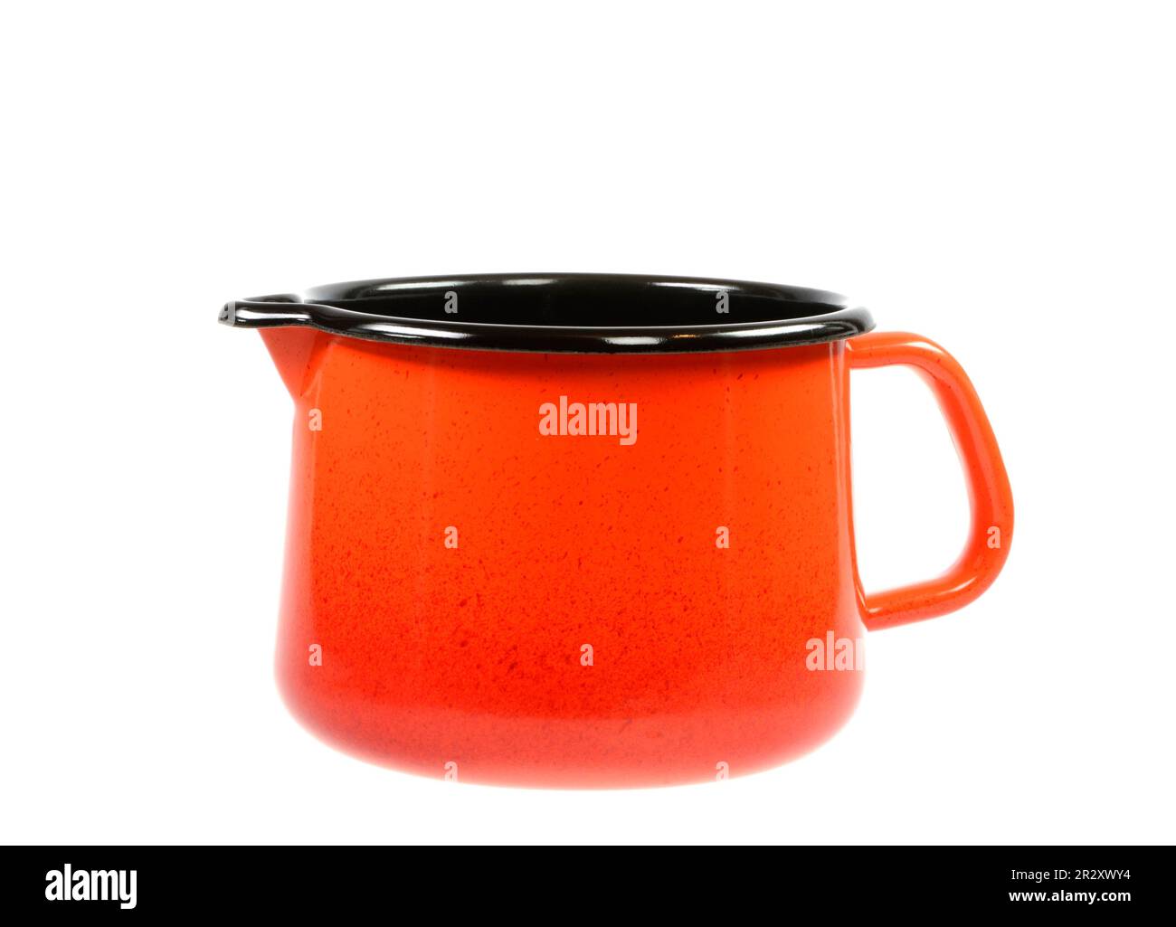Empty orange cooking pot isolated on white Stock Photo