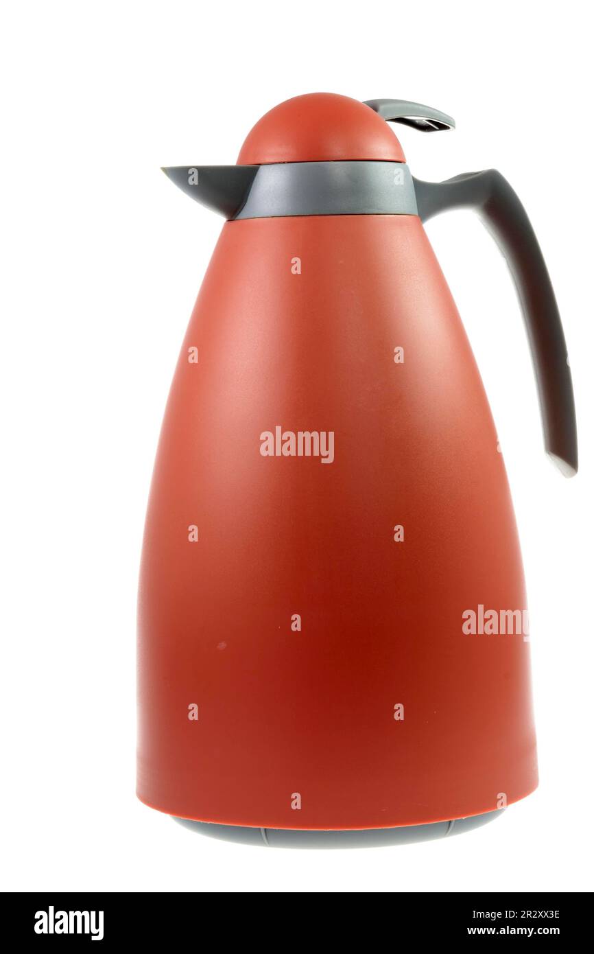 Isolated orange plastic thermos flask Stock Photo Alamy