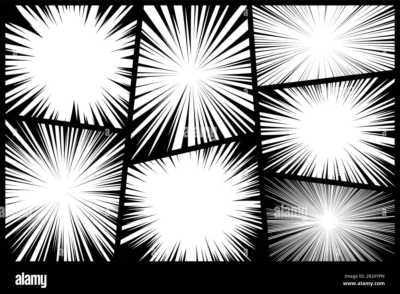 Comic book radial lines collection. Comics background with motion