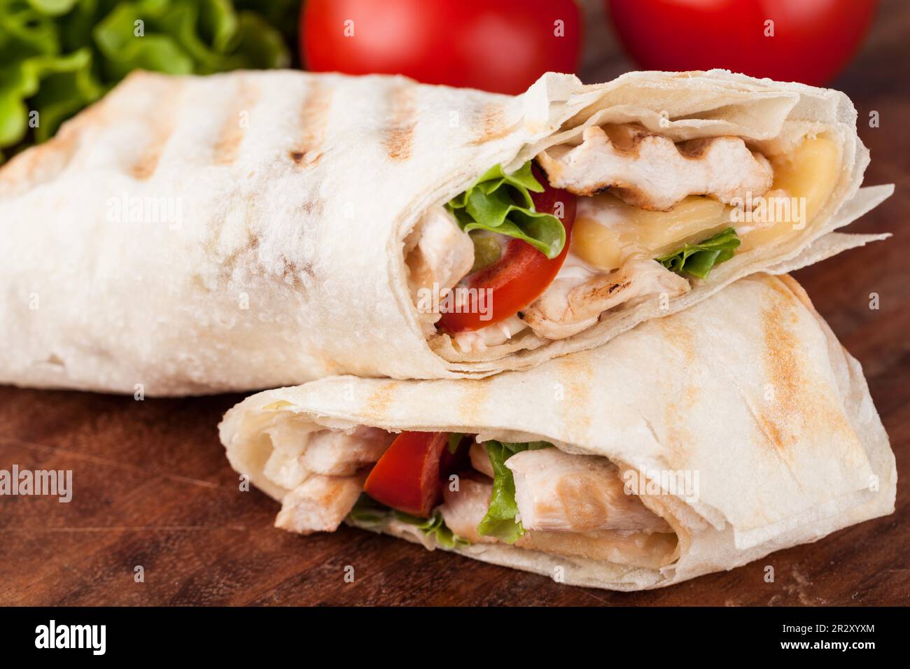 Chicken fajita wrap sandwich Stock Photo