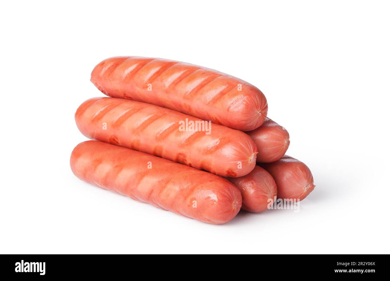 Fried sausages on white background Stock Photo