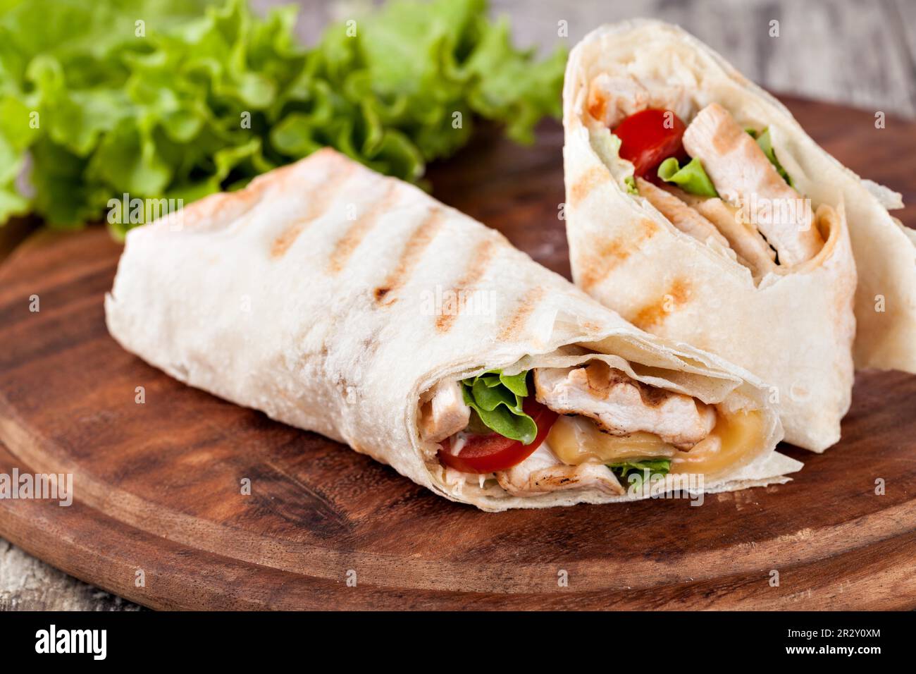 Chicken fajita wrap sandwich Stock Photo