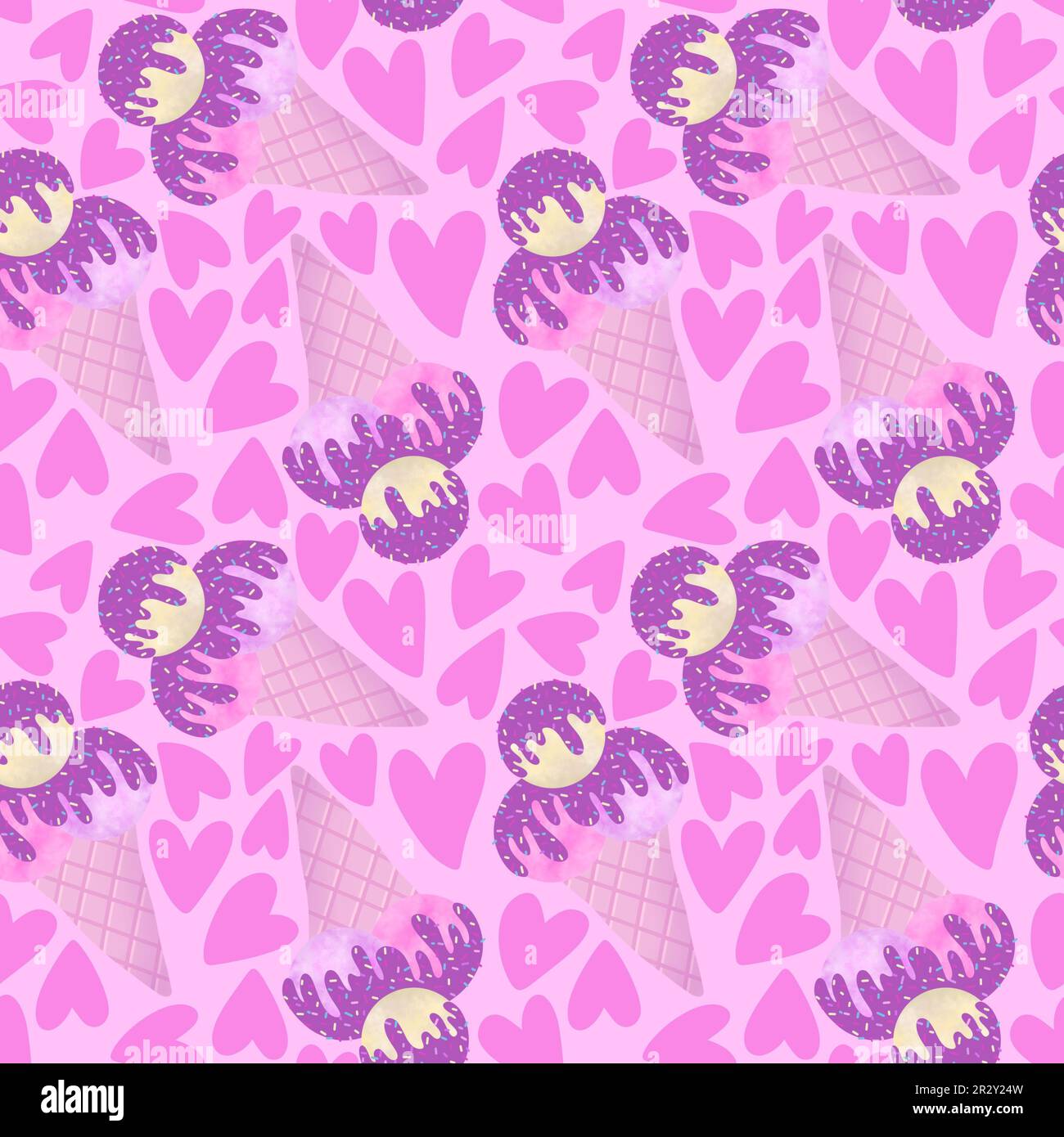 Summer cartoon seamless ice cream pattern for wallpaper and wrapping ...
