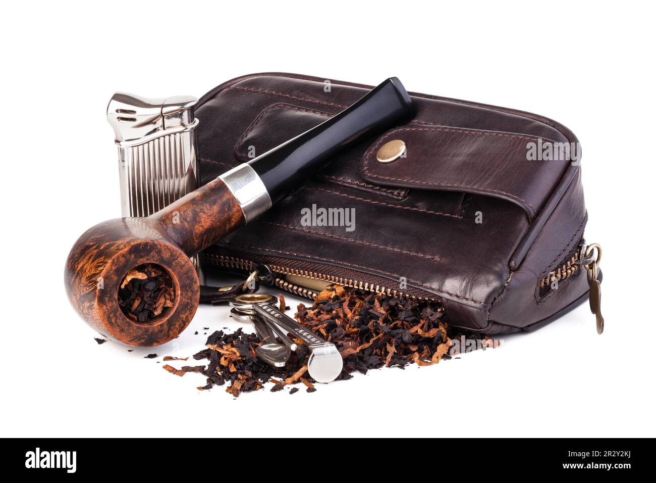 Smoking pipe and tobacco isolated on white Stock Photo Alamy