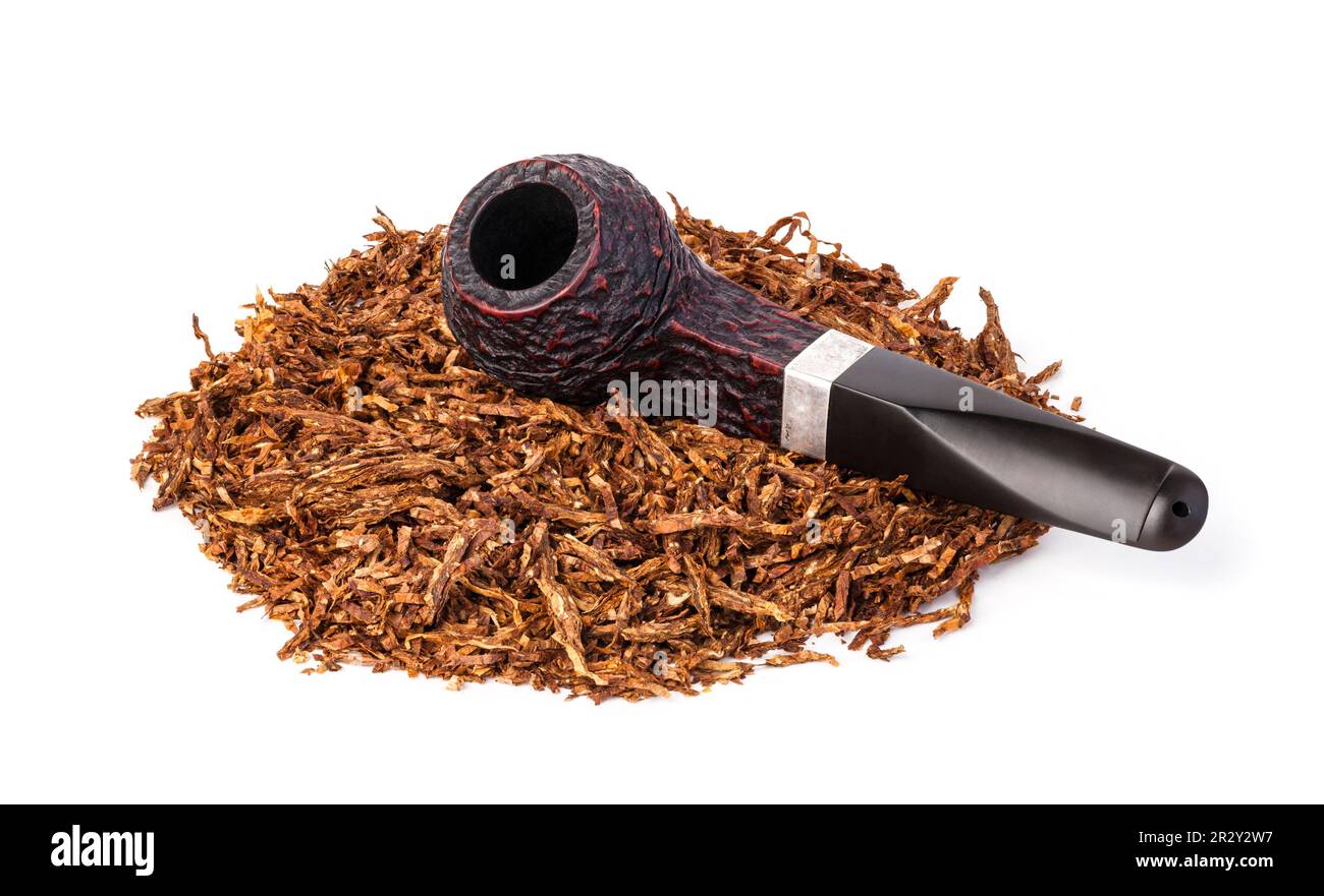 Smoking pipe and tobacco isolated on white Stock Photo Alamy