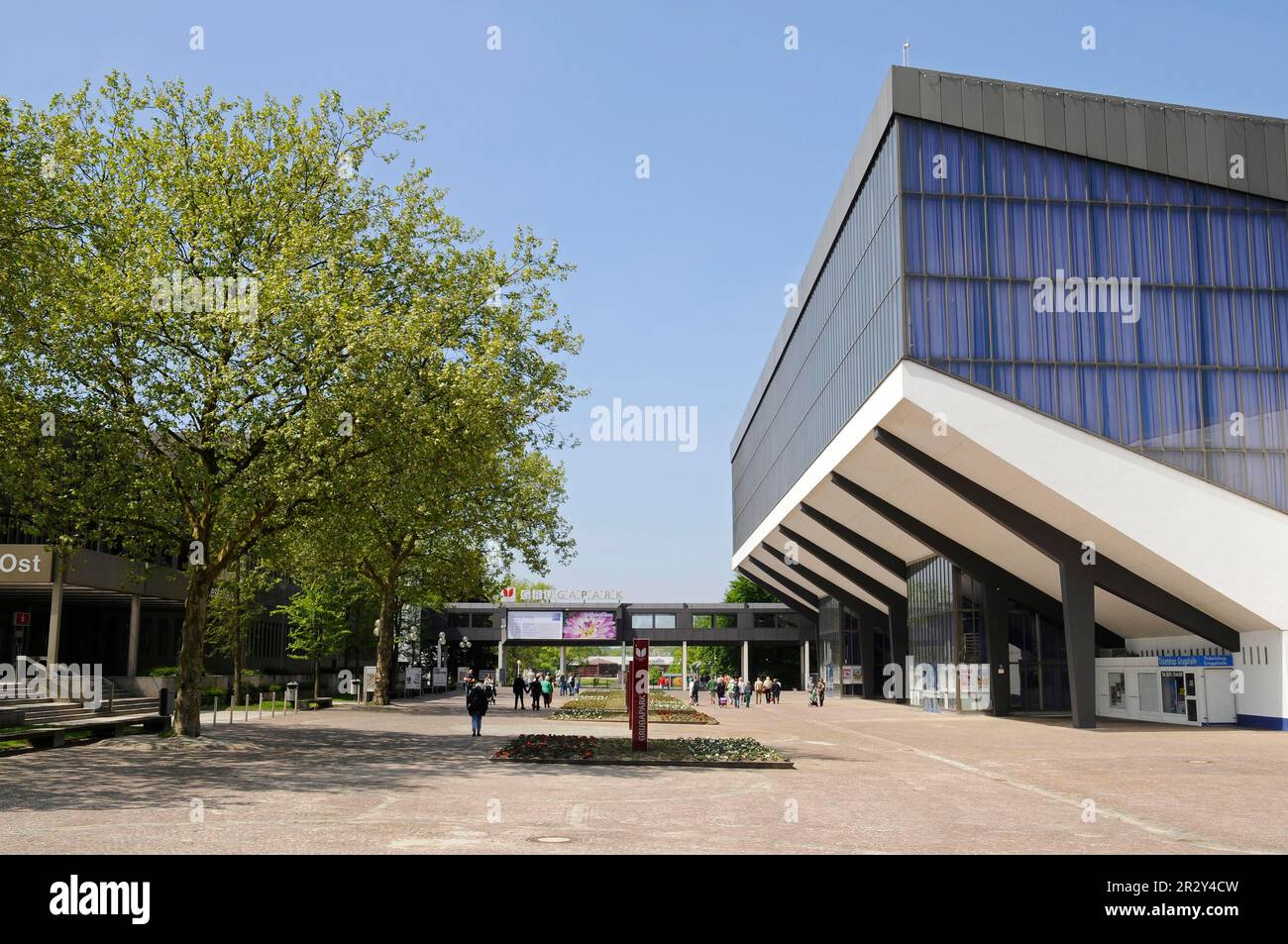 Grugapark, entrance, Grugahalle, Gruga, concert hall, event hall, Essen, North Rhine-Westphalia, Germany Stock Photo