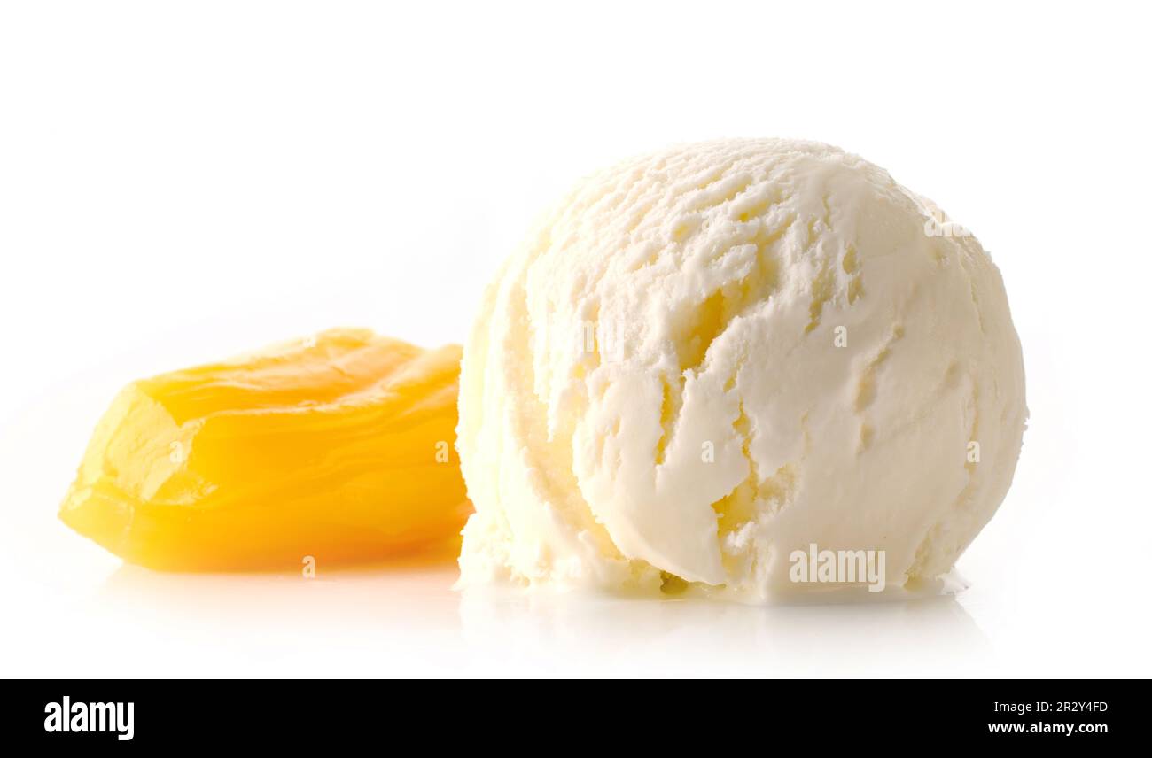 scoop of jackfruit ice cream isolated on white background Stock Photo