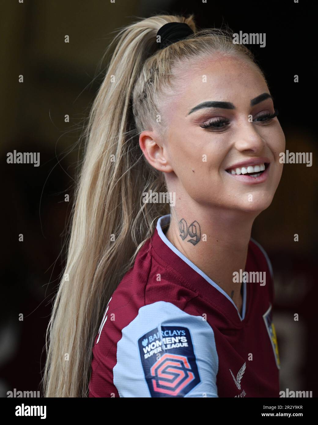 Birmingham, UK. 21st May 2023.   Alisha Lehmann of Aston Villa during the WomenÕs Super League match between Aston Villa and Liverpool at Villa Park in Birmingham on 21st May 2023. This image may only be used for Editorial purposes. Editorial use only.  Credit: Ashley Crowden/Alamy Live News Stock Photo