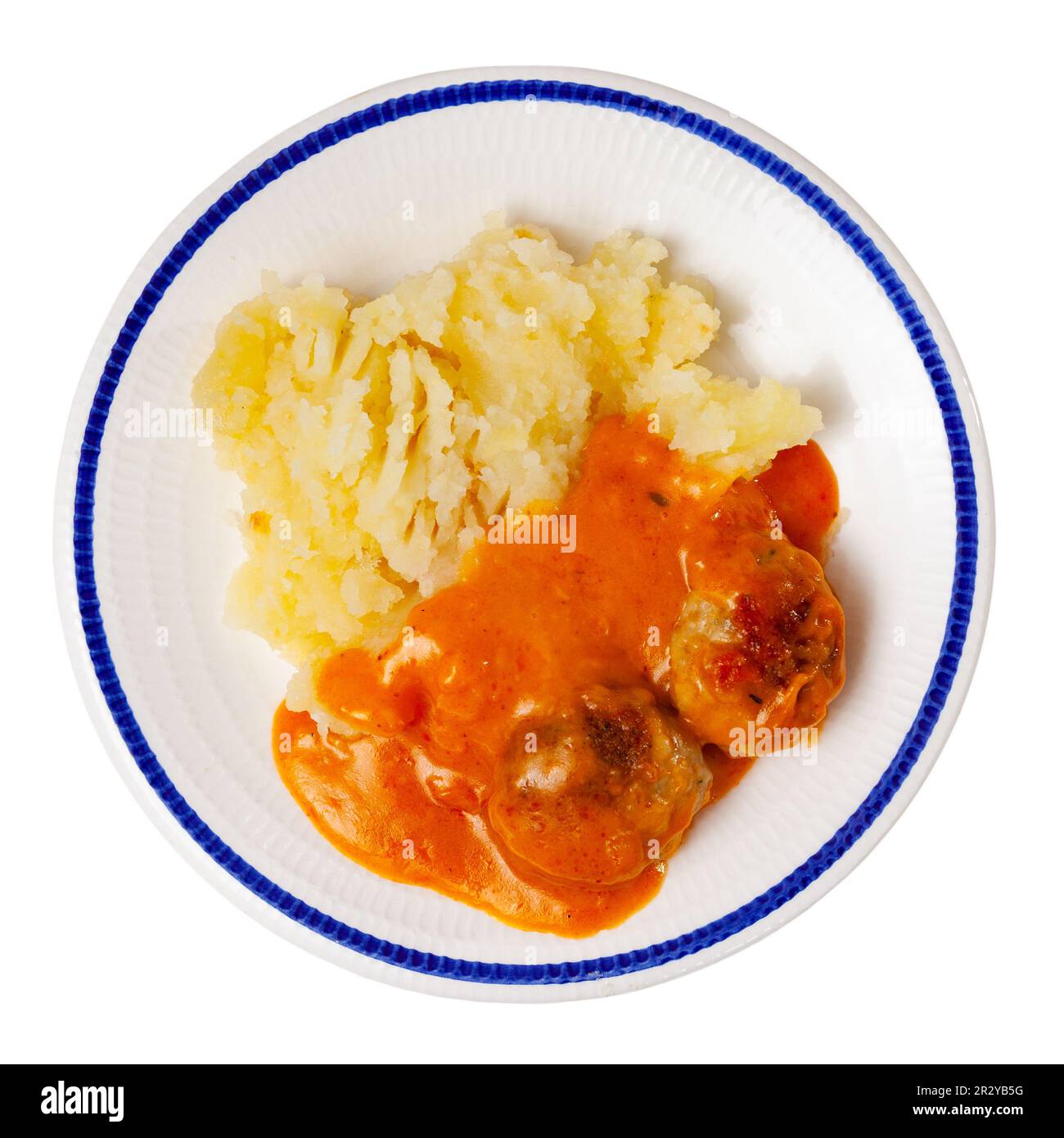 Meatballs in sauce served with mashed potatoes Stock Photo