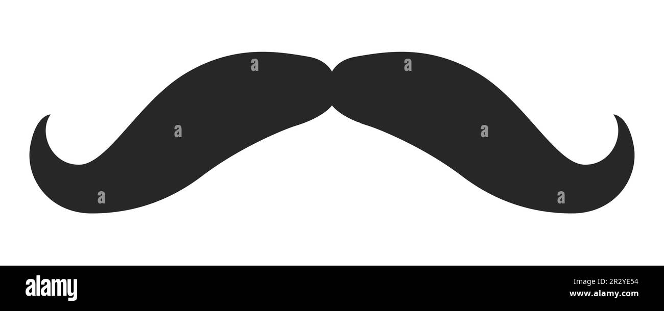 Gunslinger moustache Beard style men illustration Facial hair mustache. Vector black male Fashion template flat barber collection set. Stylish hairstyle isolated outline on white background. Stock Vector