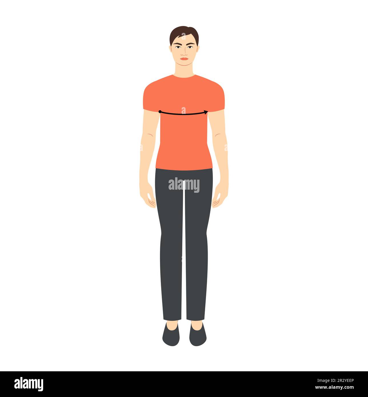 Men to do bust measurement body with arrows fashion Illustration for