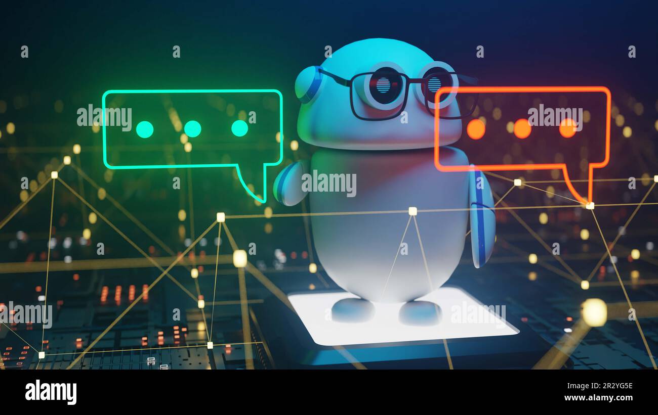 Cute Conversational copilot AI robot with speech bubble, 3d rendering ...