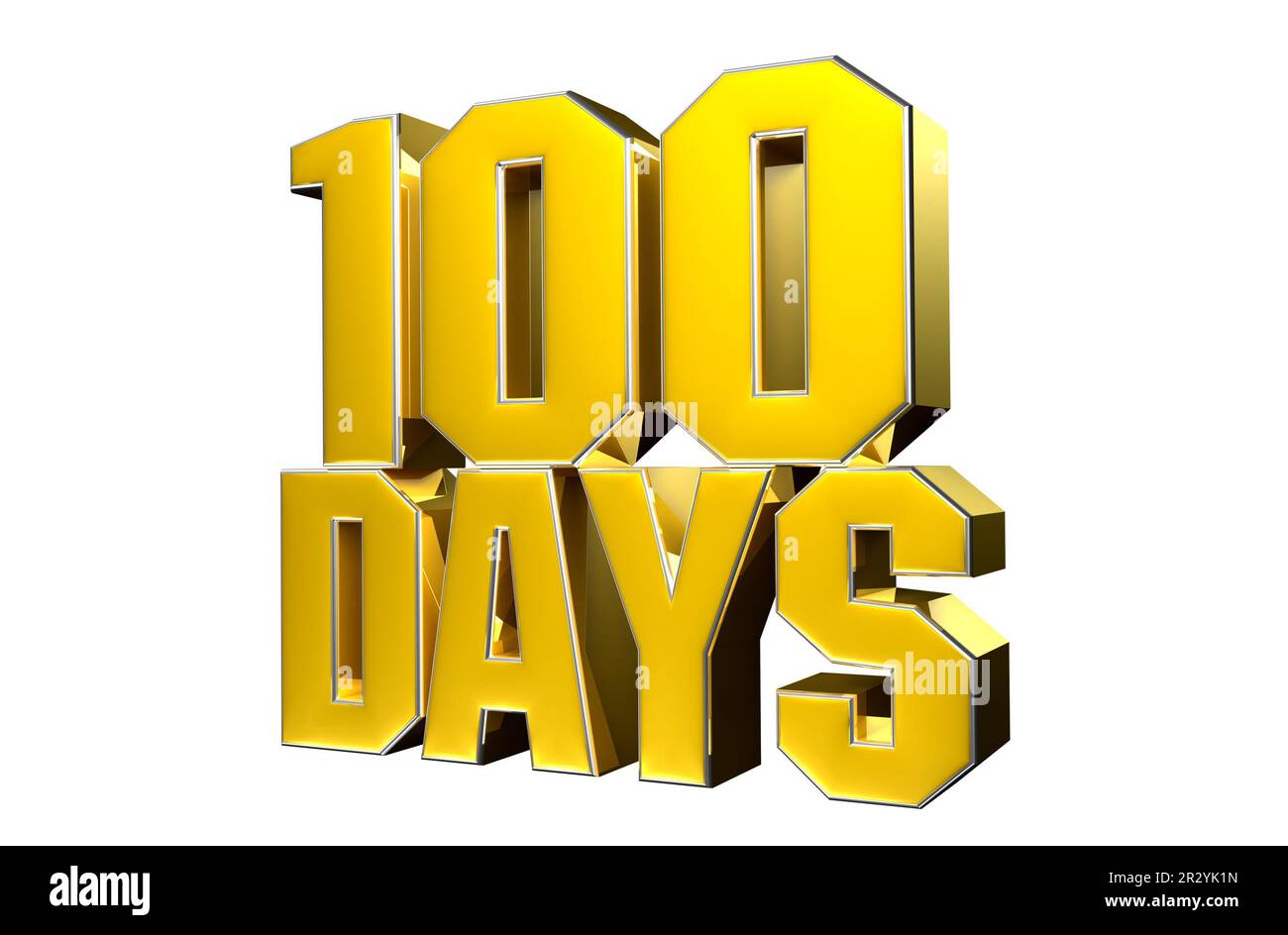 Number 100 days gold 3D illustration on white background have work path ...