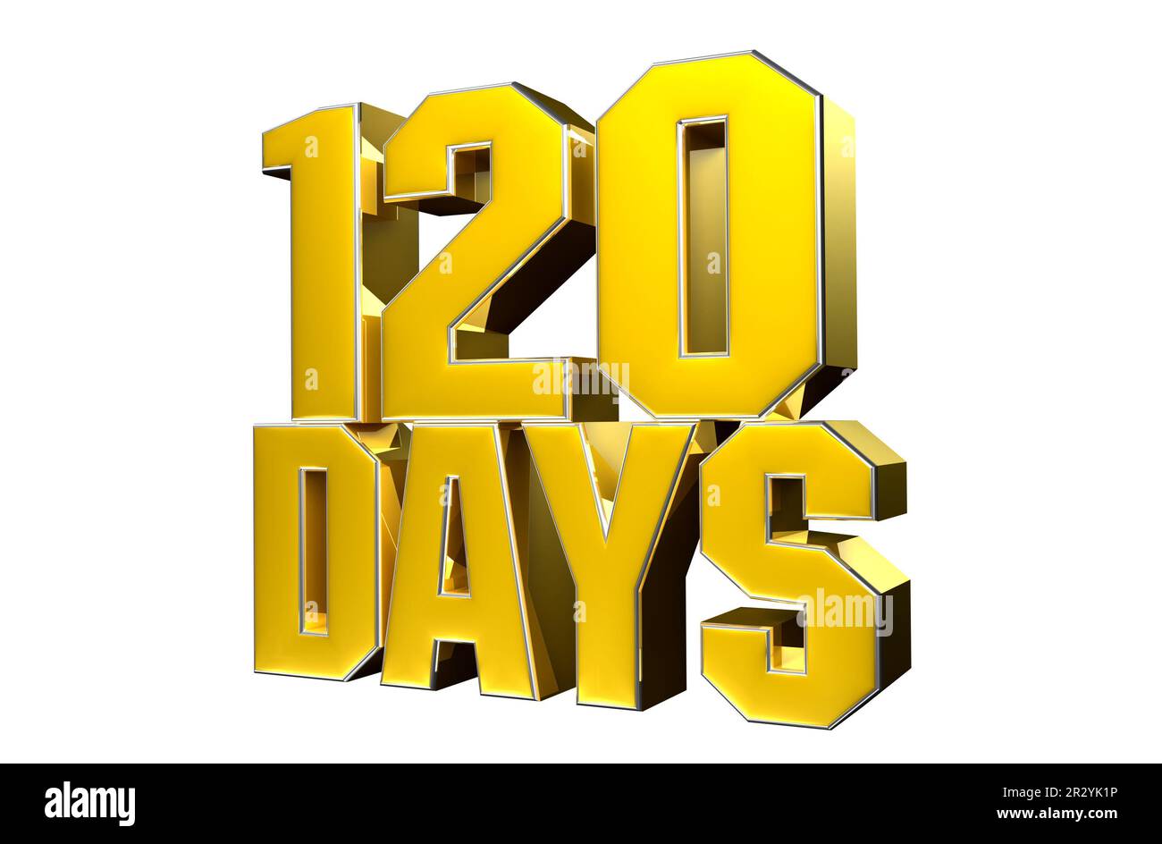 Number 120 days gold 3D illustration on white background have work path