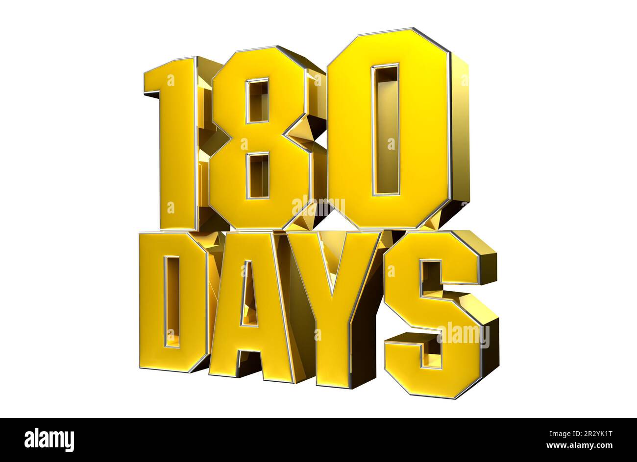 Number 180 days gold 3D illustration on white background have work path