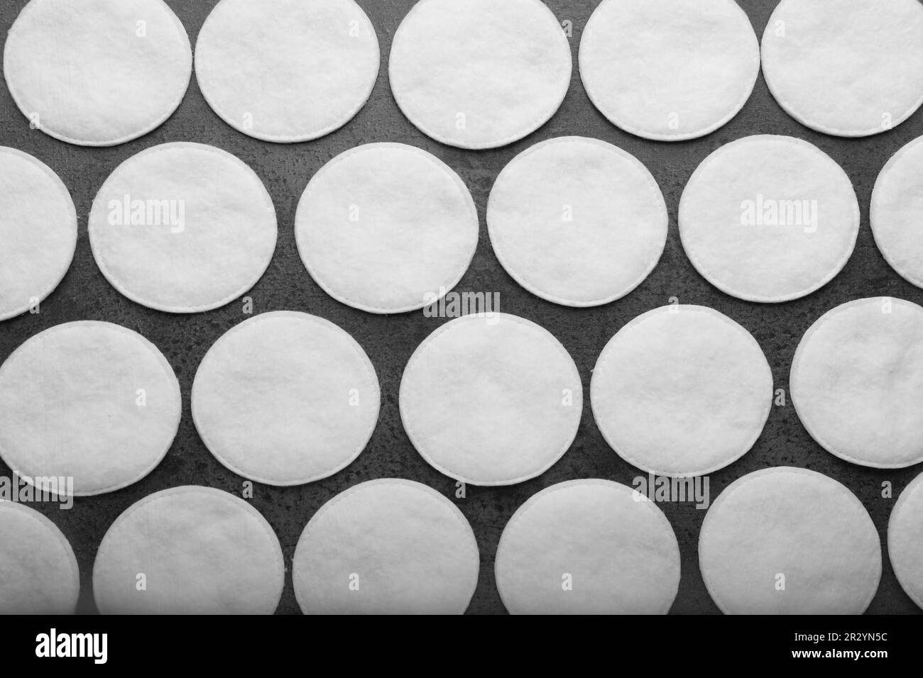 Many clean cotton pads on grey background, flat lay Stock Photo Alamy