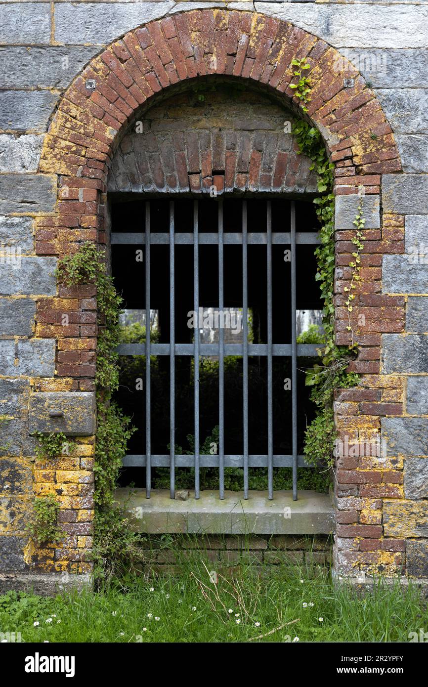 Bars on the window of an old prison on Spike Island in County Cork