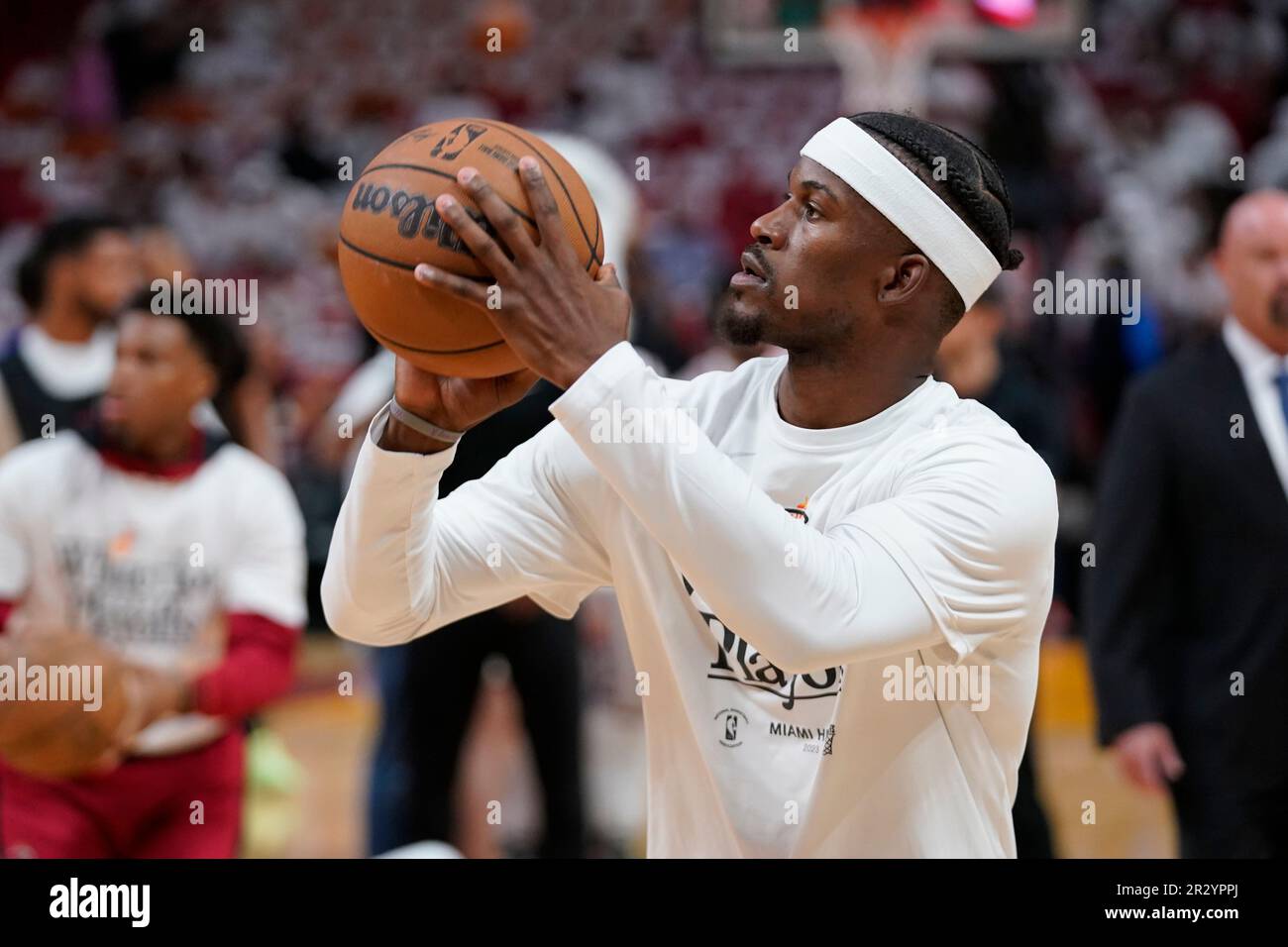 Miami Heat forward Jimmy Butler (22) watts up before Game 3 of the NBA basketball playoffs