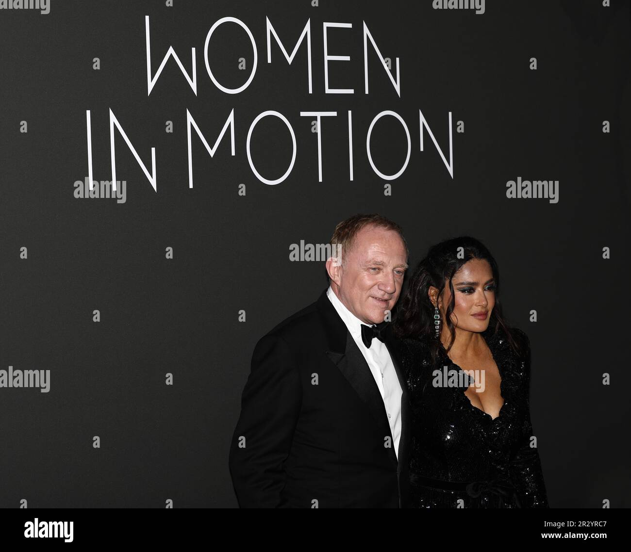 May 21, 2023, Cannes, Cote d'Azur, France: SALMA HAYEK and FRANCOIS-HENRI PINAULT attend the Kering Women in Motion Awards Dinner during the 76th Annual Cannes Film Festival at Palais des Festivals on May 21, 2023 in Cannes, France (Credit Image: © Mickael Chavet/ZUMA Press Wire) EDITORIAL USAGE ONLY! Not for Commercial USAGE! Stock Photo