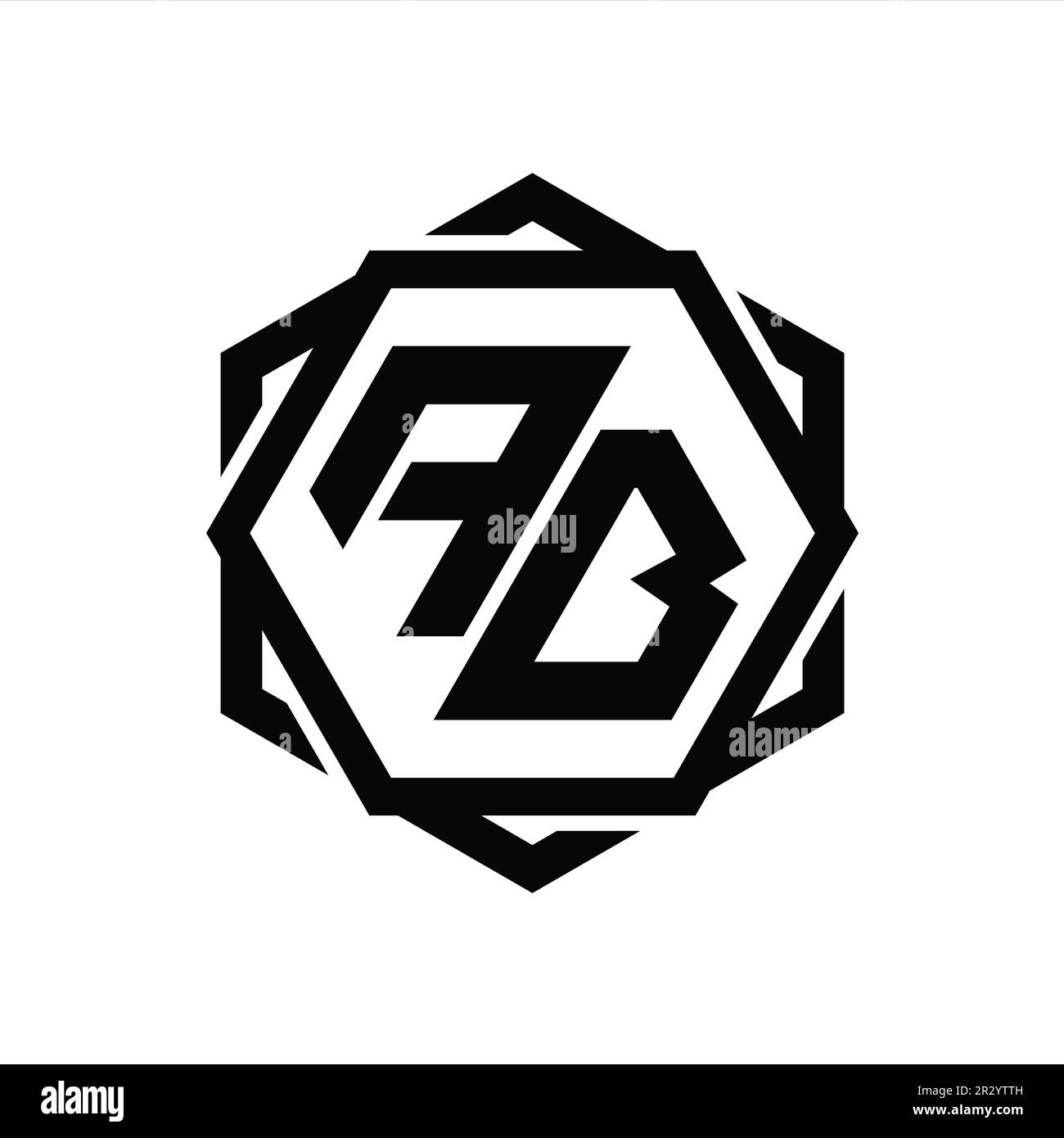 AB Logo monogram hexagon shape with geometric abstract isolated outline ...