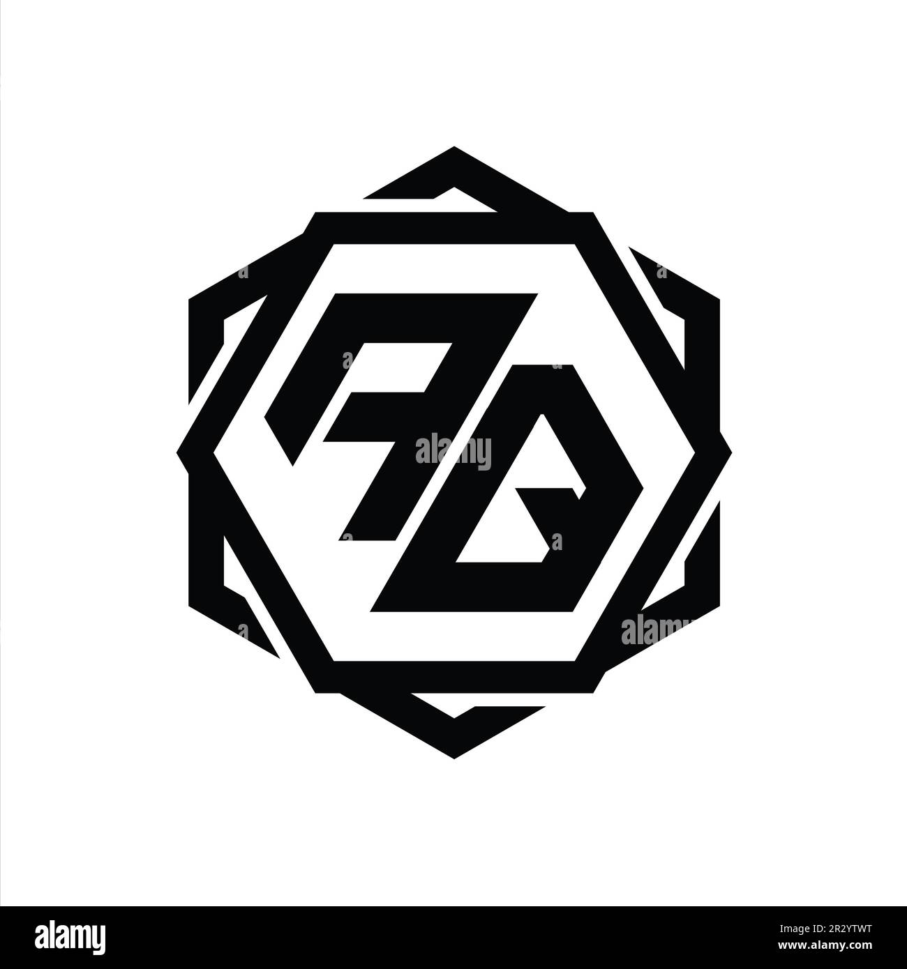 AQ Logo monogram hexagon shape with geometric abstract isolated outline ...
