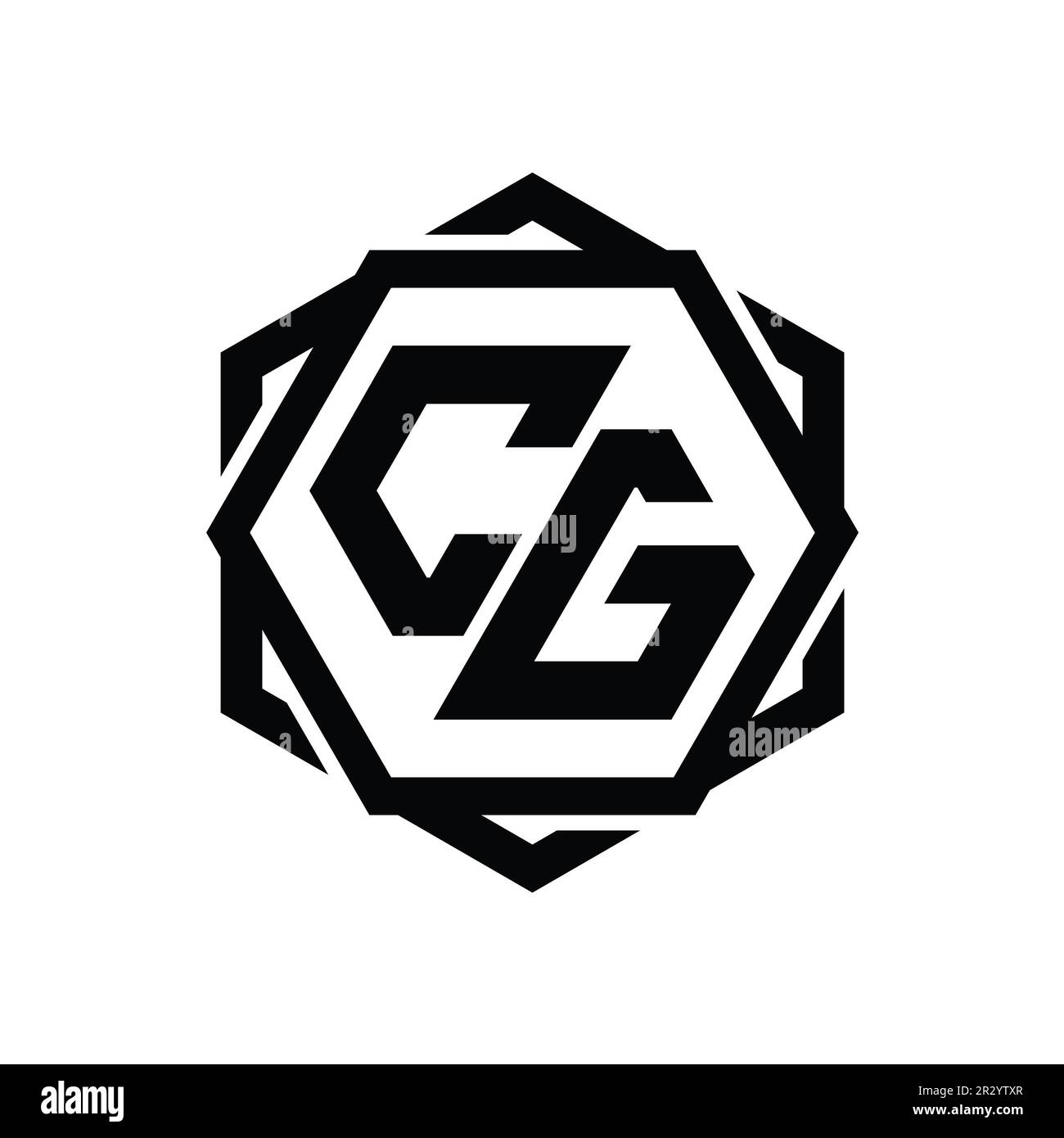 CG Logo monogram hexagon shape with geometric abstract isolated outline