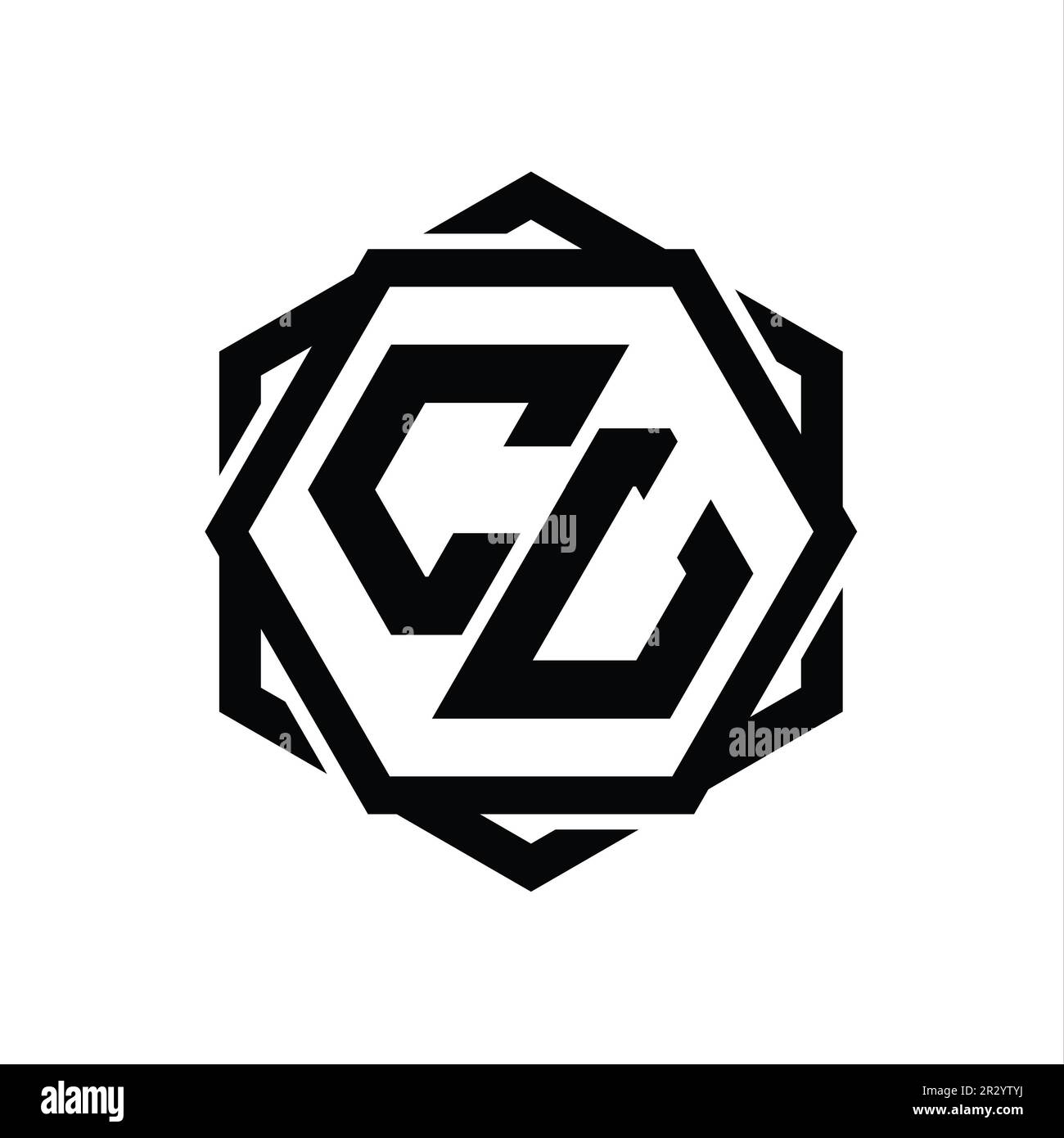 CU Logo monogram hexagon shape with geometric abstract isolated outline ...