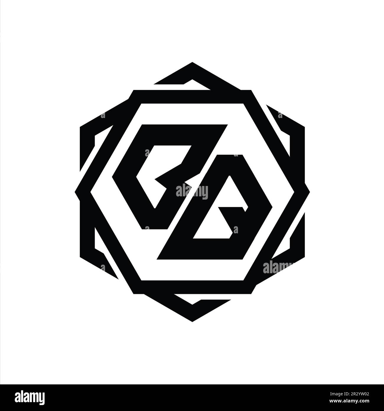 BQ Logo monogram hexagon shape with geometric abstract isolated outline ...