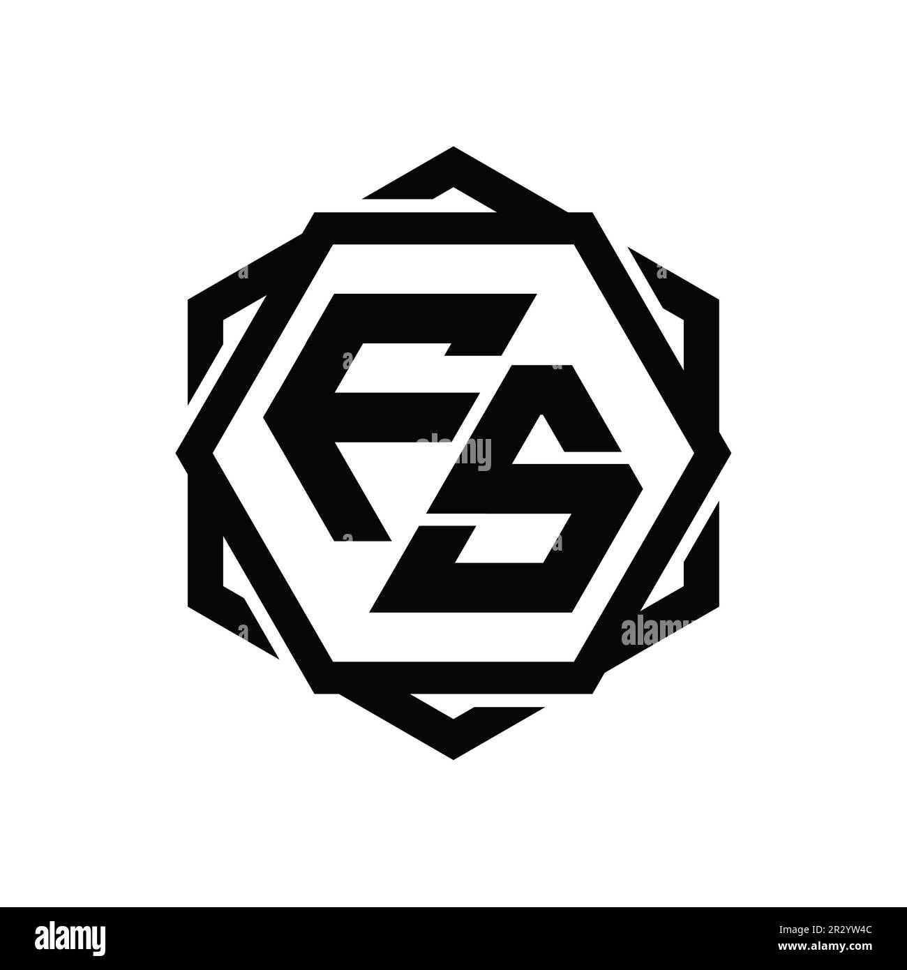 FS Logo monogram hexagon shape with geometric abstract isolated outline ...