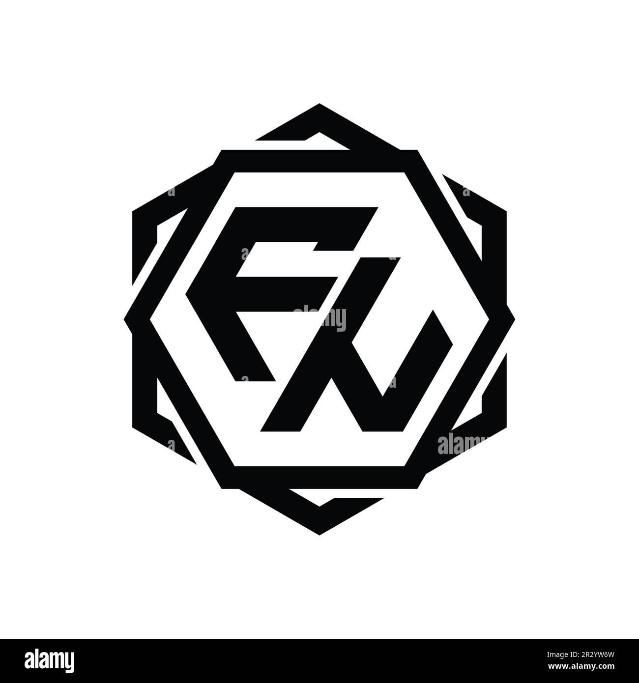 FN Logo monogram hexagon shape with geometric abstract isolated outline ...