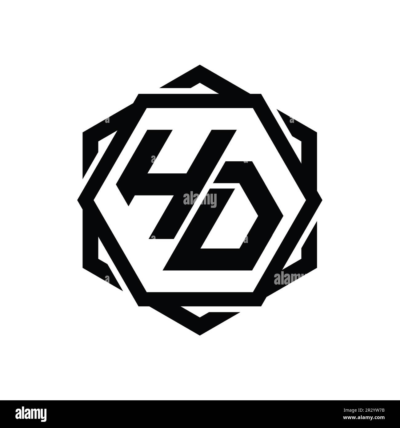 HO Logo monogram hexagon shape with geometric abstract isolated outline ...