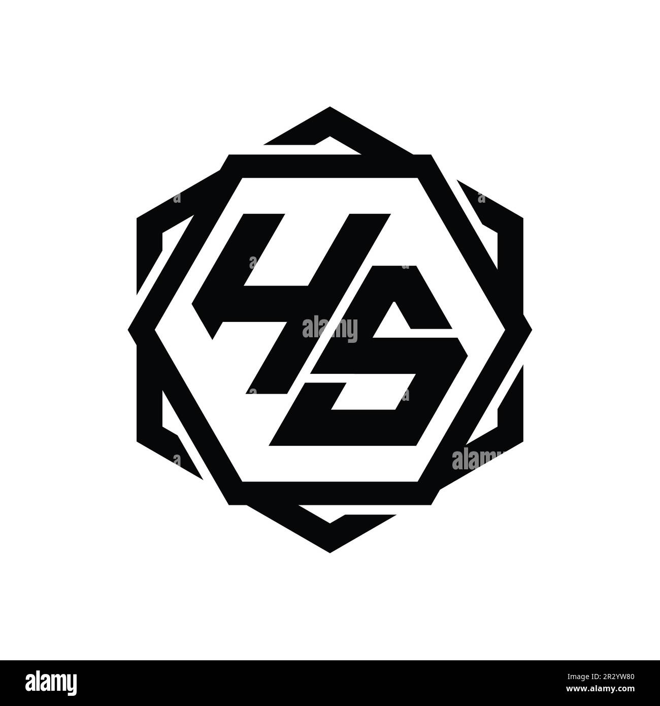 HS Logo monogram hexagon shape with geometric abstract isolated outline ...