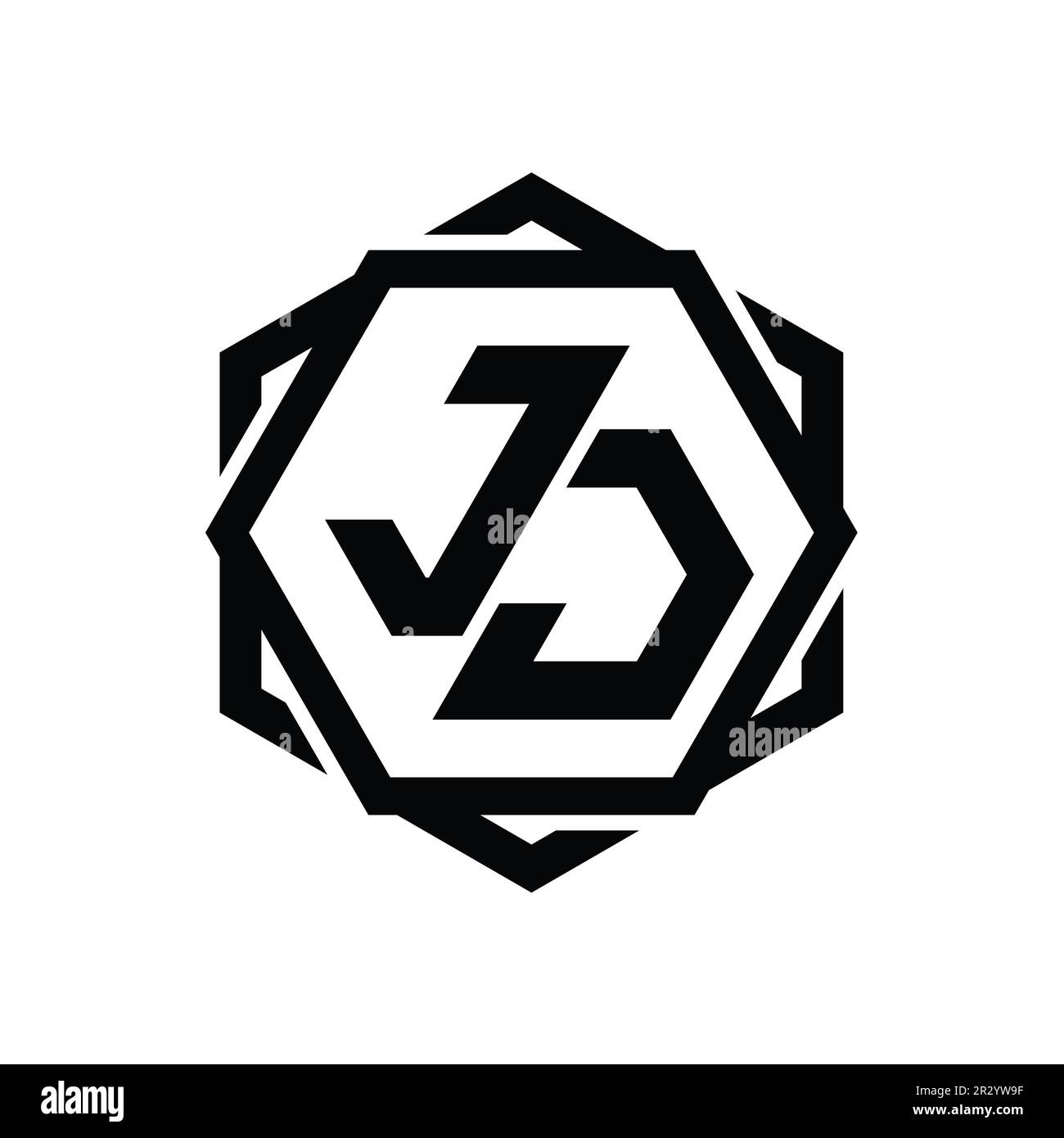 JJ Logo monogram hexagon shape with geometric abstract isolated outline ...
