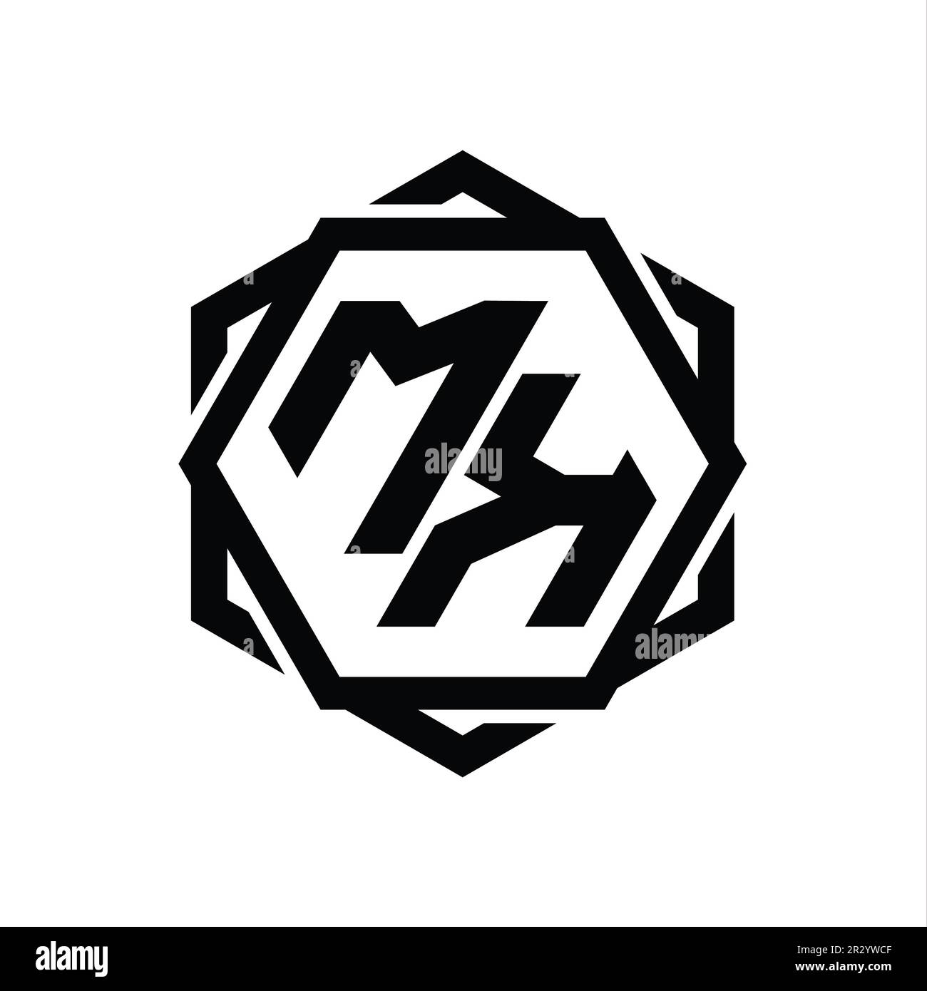 MK Logo monogram hexagon shape with geometric abstract isolated outline ...